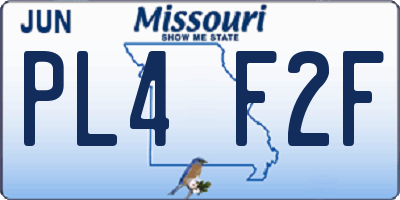 MO license plate PL4F2F