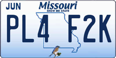 MO license plate PL4F2K