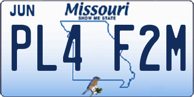 MO license plate PL4F2M