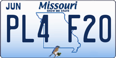 MO license plate PL4F2O
