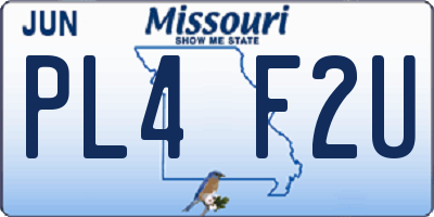 MO license plate PL4F2U