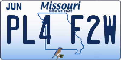 MO license plate PL4F2W