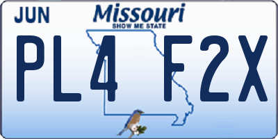 MO license plate PL4F2X