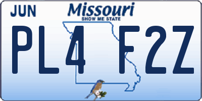 MO license plate PL4F2Z