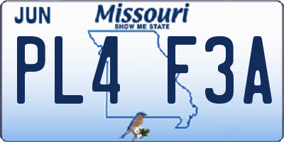 MO license plate PL4F3A