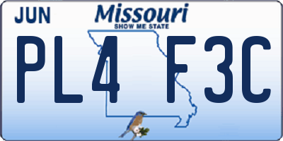 MO license plate PL4F3C
