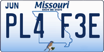 MO license plate PL4F3E