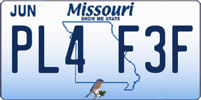 MO license plate PL4F3F