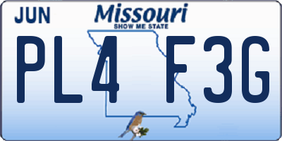 MO license plate PL4F3G