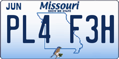 MO license plate PL4F3H