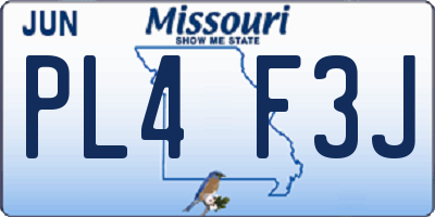 MO license plate PL4F3J
