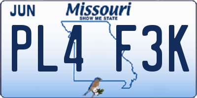 MO license plate PL4F3K