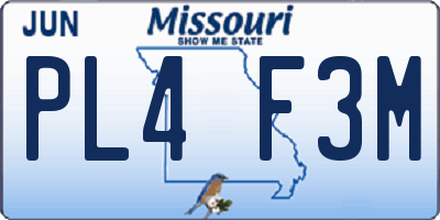MO license plate PL4F3M