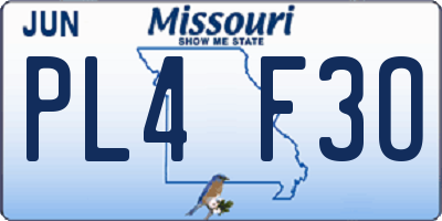 MO license plate PL4F3O