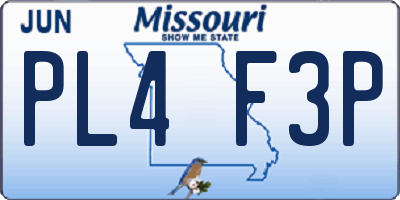 MO license plate PL4F3P