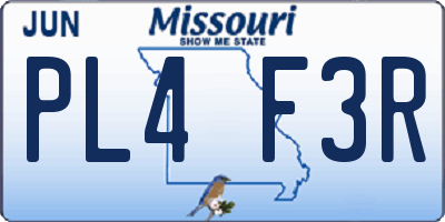 MO license plate PL4F3R