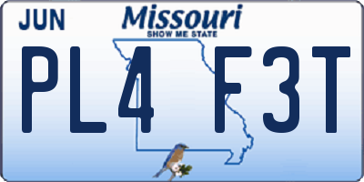 MO license plate PL4F3T