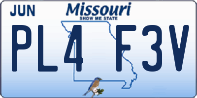 MO license plate PL4F3V