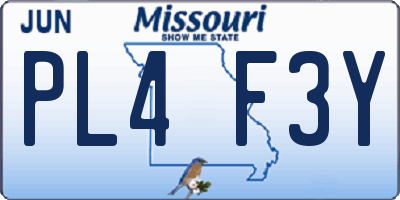 MO license plate PL4F3Y