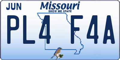 MO license plate PL4F4A