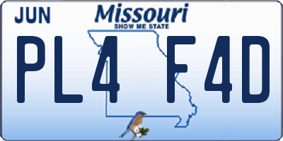 MO license plate PL4F4D