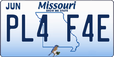MO license plate PL4F4E