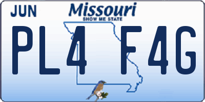 MO license plate PL4F4G