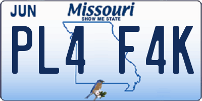 MO license plate PL4F4K