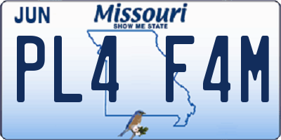 MO license plate PL4F4M