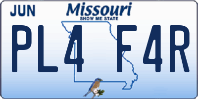 MO license plate PL4F4R