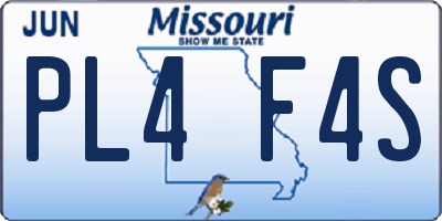 MO license plate PL4F4S