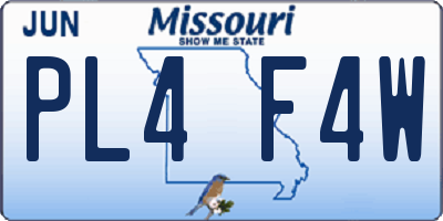MO license plate PL4F4W