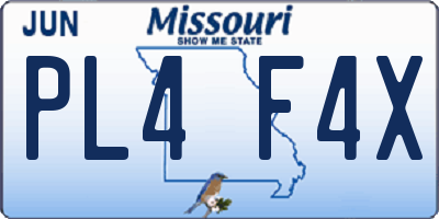 MO license plate PL4F4X