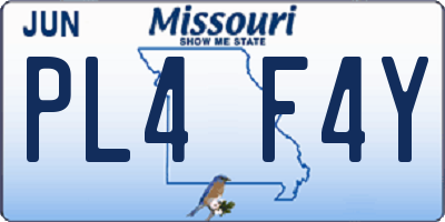 MO license plate PL4F4Y