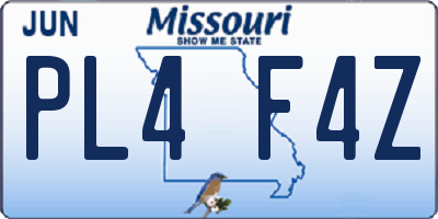 MO license plate PL4F4Z