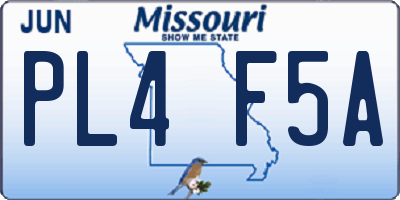 MO license plate PL4F5A