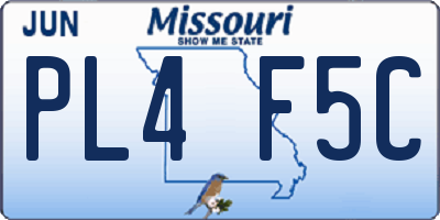 MO license plate PL4F5C