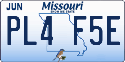 MO license plate PL4F5E