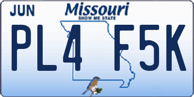 MO license plate PL4F5K