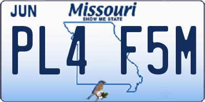 MO license plate PL4F5M