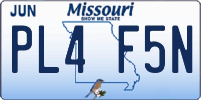 MO license plate PL4F5N
