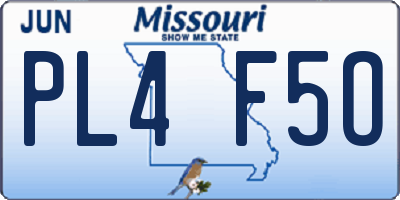 MO license plate PL4F5O