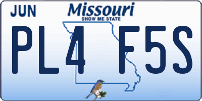 MO license plate PL4F5S