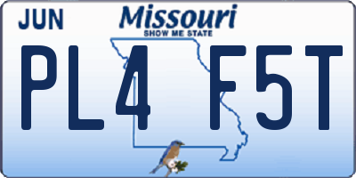 MO license plate PL4F5T