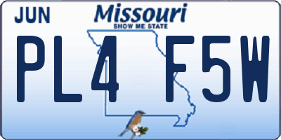MO license plate PL4F5W