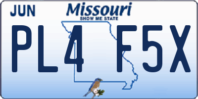 MO license plate PL4F5X