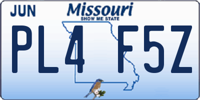 MO license plate PL4F5Z