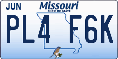MO license plate PL4F6K