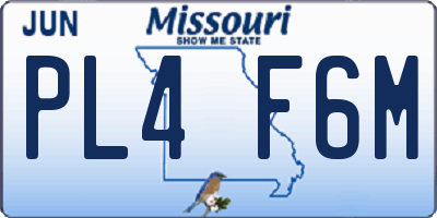 MO license plate PL4F6M