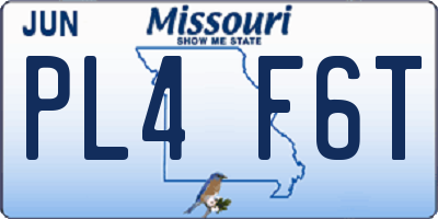 MO license plate PL4F6T